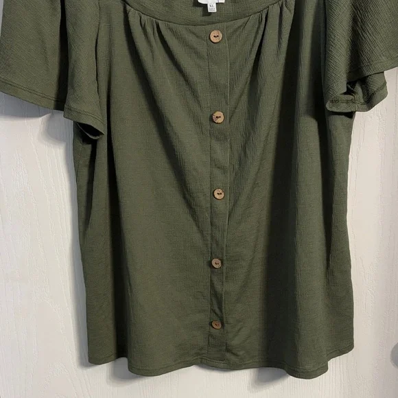 NAIF Olive Button-Up Blouse - Picture 4 of 7